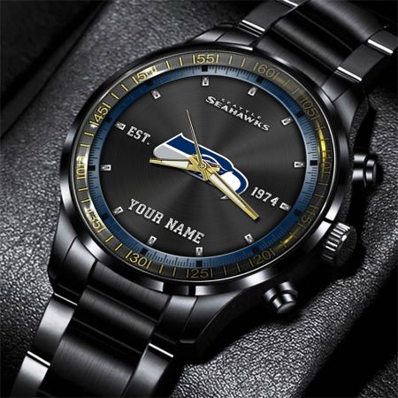 Seattle Seahawks NFL Personalized Black Fashion Watch Gifts For Fans