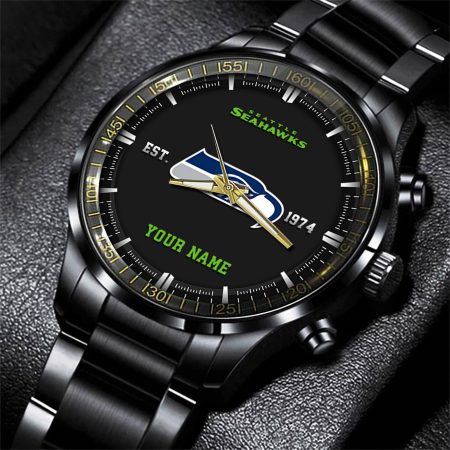 Seattle Seahawks NFL Personalized Black Fashion Watch Gifts For Fans
