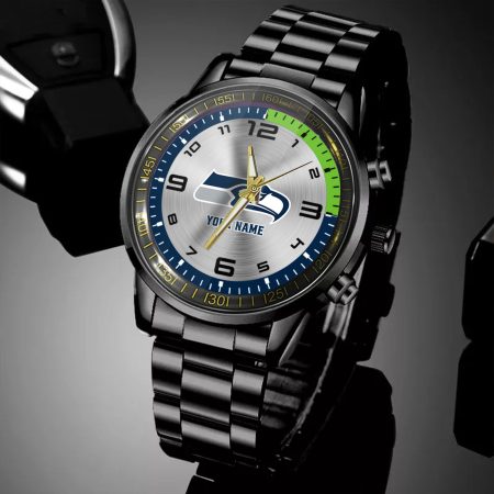 Seattle Seahawks NFL Personalized Black Hand Watch Gifts For Fans