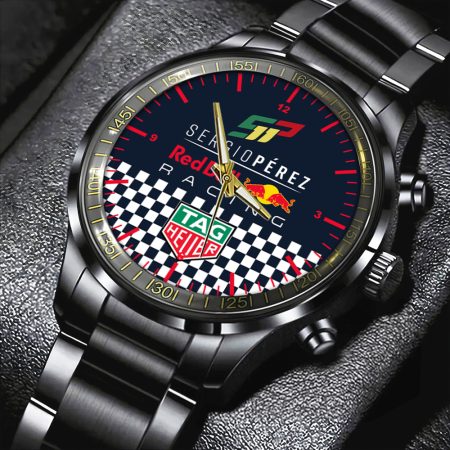 Sergio Pérez x Red Bull Racing F1 Black Stainless Steel Watch Gift For Fan