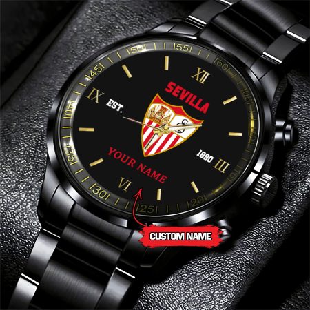 Sevilla LaLiga Personalized Black Hand Watch Gifts For Fan Club