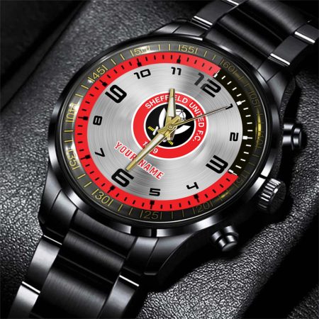 Sheffield United EPL Personalized Black Stainless Steel Hand Watch For Fan
