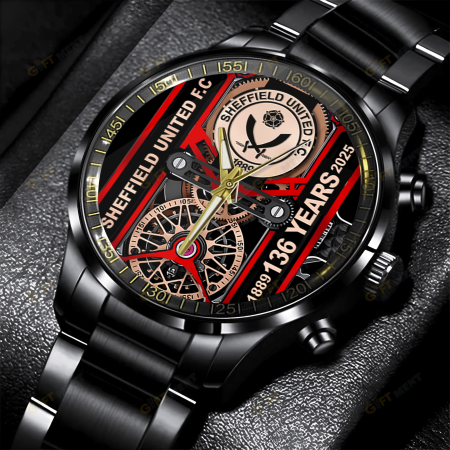 Sheffield United F.C Premier League Black Stainless Steel Watch Gift For Fan