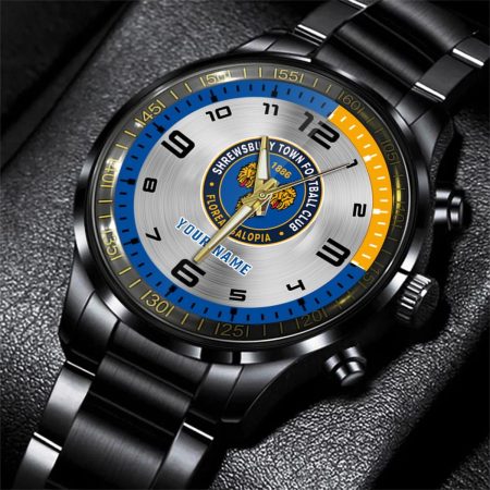 Shrewsbury Town EFL Personalized Black Stainless Steel Hand Watch For Fan