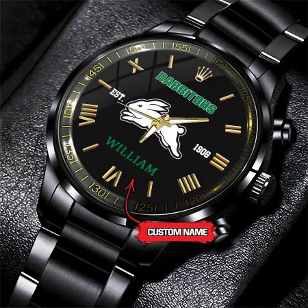 South Sydney Rabbitohs NRL Custom Name Black Fashion Watch