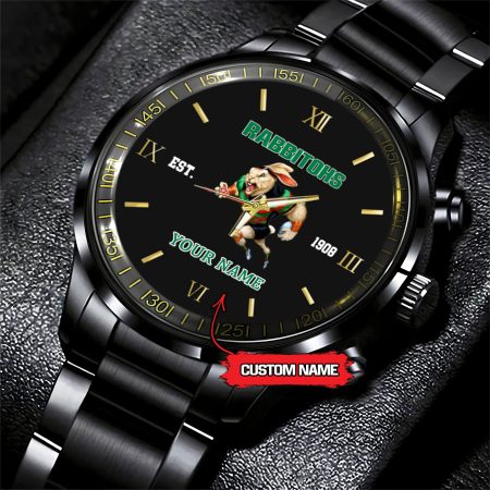 South Sydney Rabbitohs NRL Mascot Custom Name Black Fashion Watch