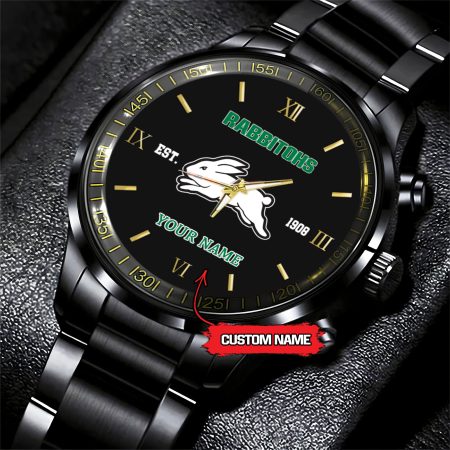 South Sydney Rabbitohs NRL Personalized Black Fashion Hand Watch