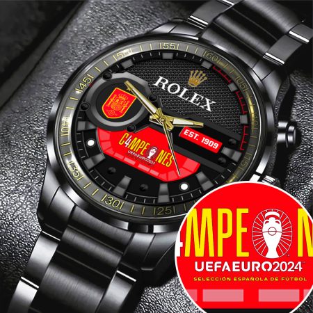Spain National Football Team Black Stainless Steel Watch Gift For Fan