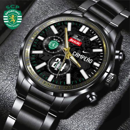 Sporting CP Primeira Liga Black Stainless Steel Watch Gift For Fan