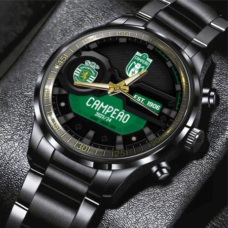 Sporting CP Primeira Liga Black Stainless Steel Watch Gift For Fan