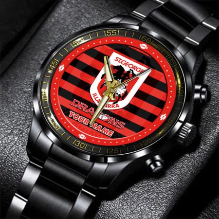 St George Illawarra Dragons NRL New Personalized Black Hand Watch Gifts For Fans