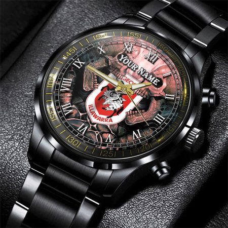 St George Illawarra Dragons NRL Personalized 3D Men Skull Hand Watch Gift For Fans