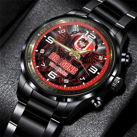St George Illawarra Dragons NRL Personalized 3D Men Skull Hand Watch Gift For Fans For Father For Fan