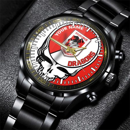 St George Illawarra Dragons NRL Personalized 3D New Men Skull Hand Watch Gift For Fans For Father For Fan