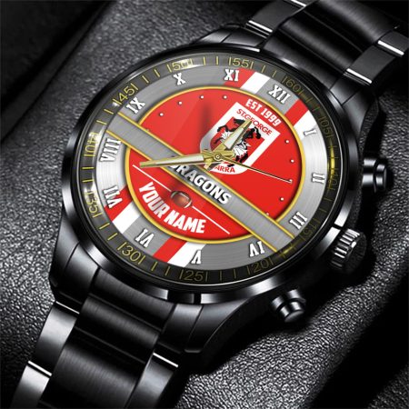 St George Illawarra Dragons NRL Personalized Black Hand Watch Gift For Fans