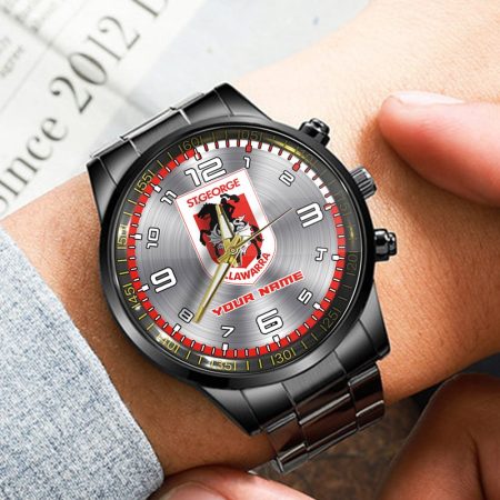 St George Illawarra Dragons NRL Personalized Black Hand Watch Gift For Fans