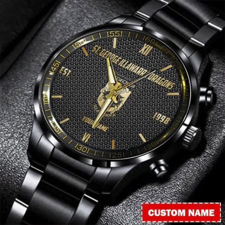 St George Illawarra Dragons NRL Personalized Gold Metal Black Watch For Fan