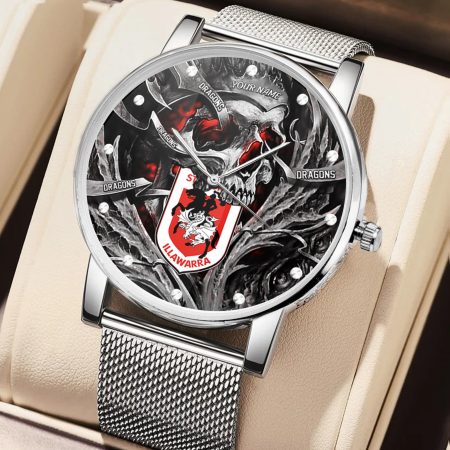 St George Illawarra Dragons NRL Skull 3D Women Hand Watch Personalized Gift For Fans