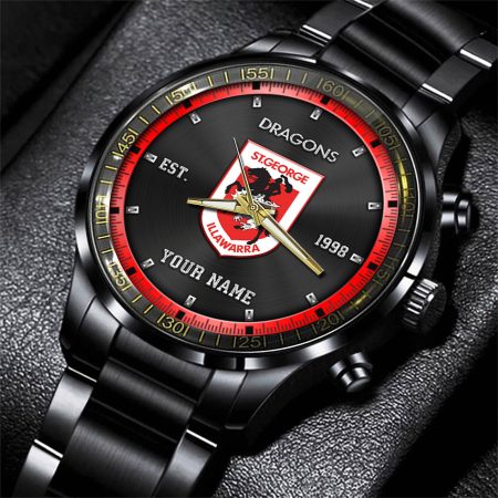 St George Illawarra NRL Personalized Sport Black Fashion Watch Gifts For Fans