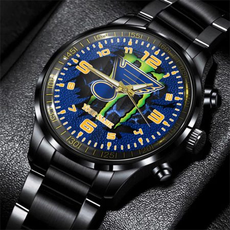 St Louis Blues NHL Personalized 3D Black Men Hand Watch Gift For Fans