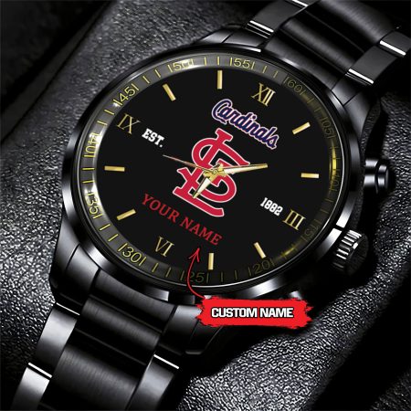 St. Louis Cardinals MLB Black Fashion Watch Custom Your Name For Fan