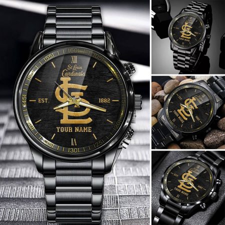 St. Louis Cardinals MLB Black Fashion Watch Custom Your Name For Fan