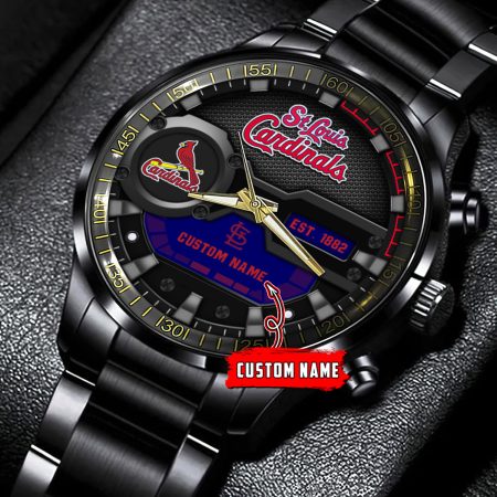 St Louis Cardinals MLB Personalized Black Hand Watch Gift For Fans