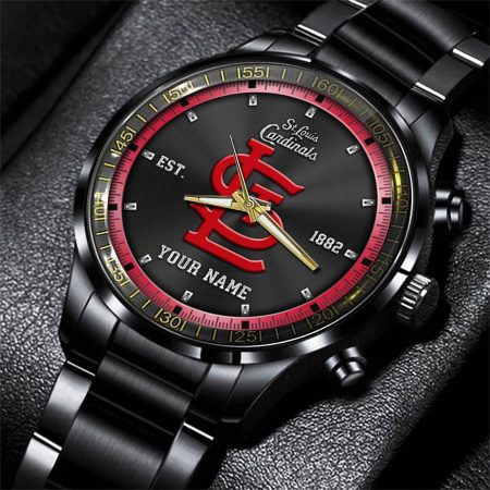 St. Louis Cardinals MLB Personalized Black Style Hand Watch Gifts For Fan