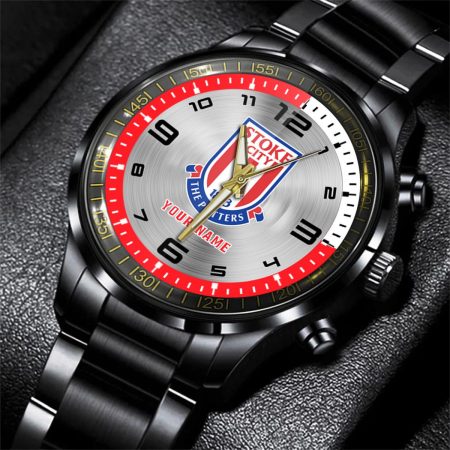Stoke City EFL Personalized Black Stainless Steel Hand Watch For Fan