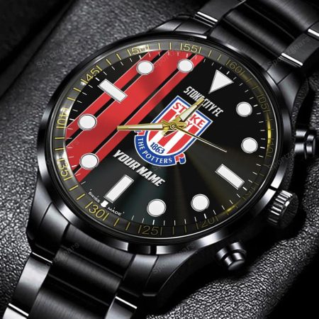 Stoke City FC Personalized New Black Hand Watch Gift For Fans