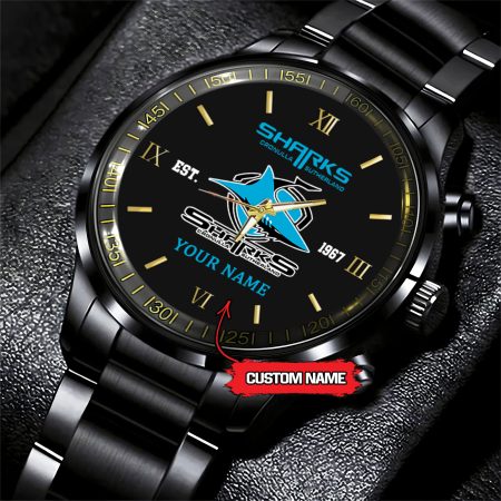 Sutherland Sharks NRL Personalized Black Fashion Hand Watch