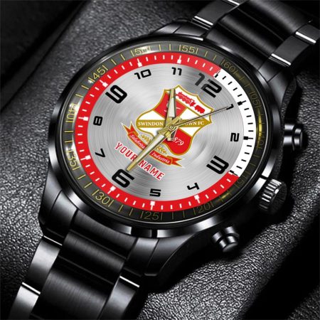 Swindon Town EFL Personalized Black Stainless Steel Hand Watch For Fan