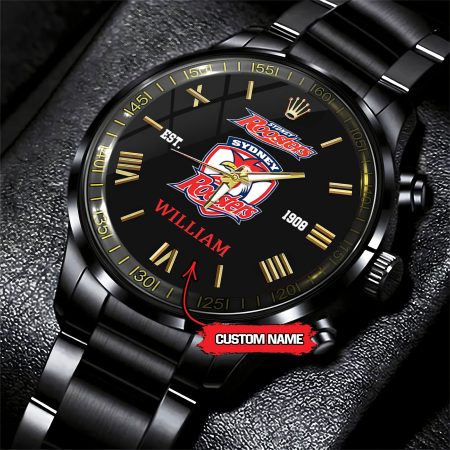 Sydney Roosters NRL Custom Name Black Fashion Watch