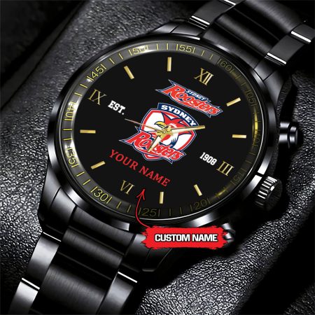 Sydney Roosters NRL Personalized Black Fashion Hand Watch