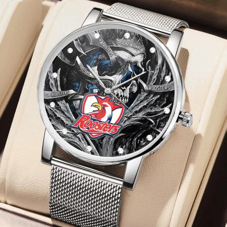 Sydney Roosters NRL Skull 3D Women Hand Watch Personalized Gift For Fans