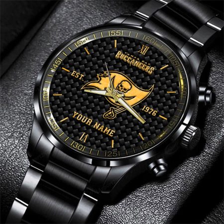 Tampa Bay Buccaneers NFL Black Fashion Hand Watch Custom Your Name Gift For Fan