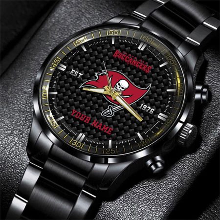 Tampa Bay Buccaneers NFL Black Fashion Hand Watch Custom Your Name Gift For Fan