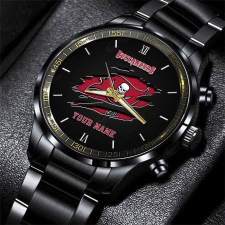 Tampa Bay Buccaneers NFL Personalized Black Fashion Watch For Football Lovers For Fan