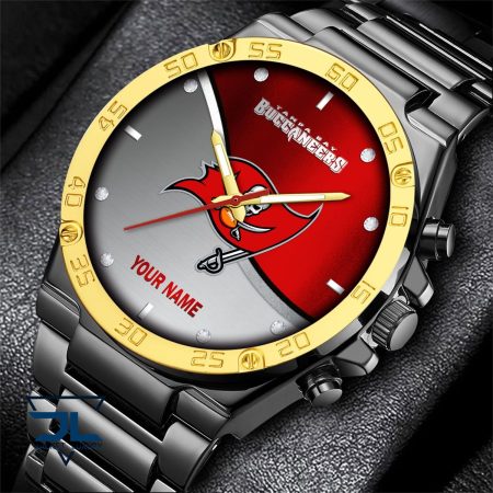 Tampa Bay Buccaneers NFL Personalized Black Hand Watch Gifts For Fans