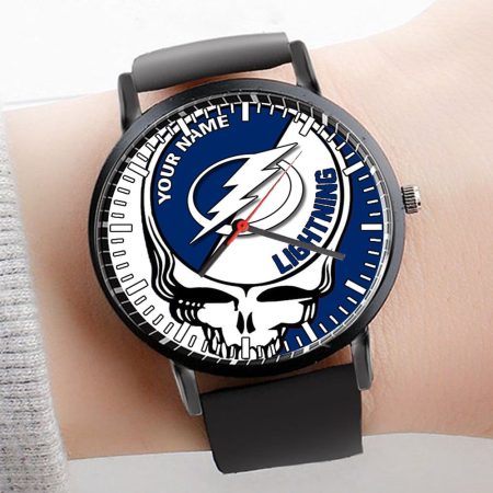 Tampa Bay Lightning NHL Personalized 3D Men Leather Hand Watch Gift For Fans For Father
