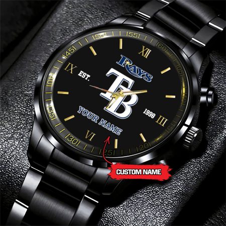 Tampa Bay Rays MLB Black Fashion Watch Custom Your Name For Fan
