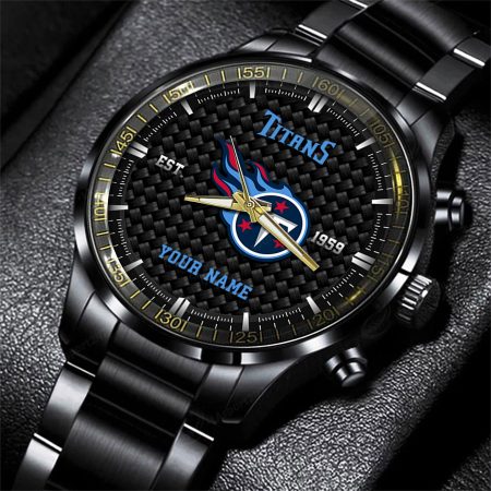 Tennessee Titans NFL Black Fashion Hand Watch Custom Your Name Gift For Fan