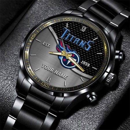 Tennessee Titans NFL Black Fashion Hand Watch Custom Your Name Gift For Fan
