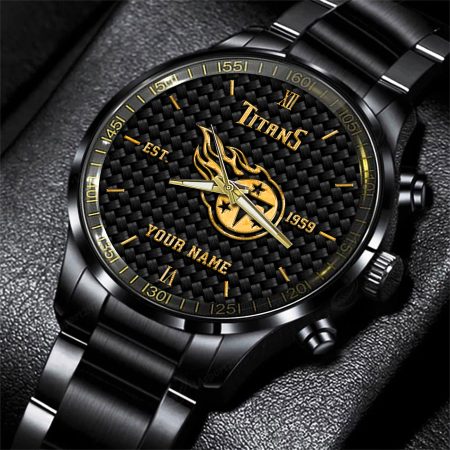 Tennessee Titans NFL Black Fashion Hand Watch Custom Your Name Gift For Fan