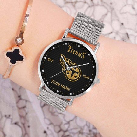 Tennessee Titans NFL Black Fashion Watch Custom Your Name