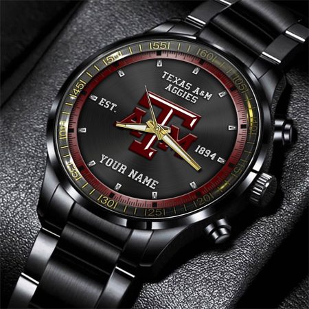 Texas A&M Aggies NCAA Personalized Black Style Hand Watch Gifts For Fan