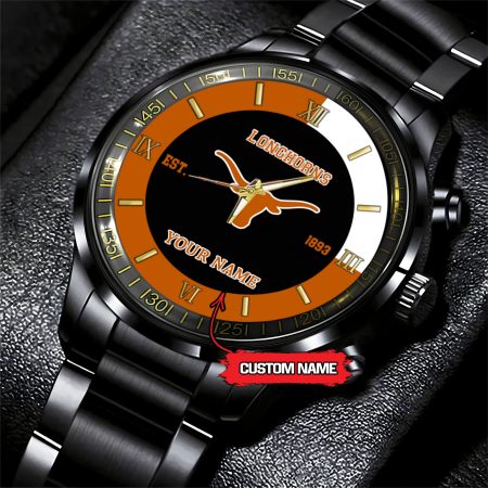 Texas Longhorns NCAA Personalized Black Hand Watch For Fans