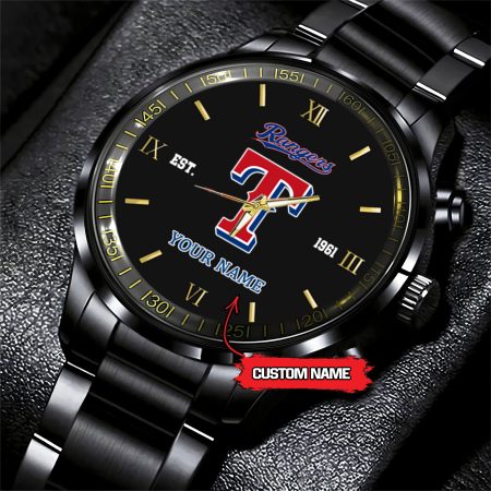 Texas Rangers MLB Black Fashion Watch Custom Your Name For Fan