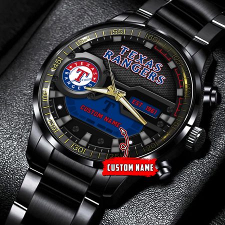 Texas Rangers MLB Personalized Black Hand Watch Gift For Fans