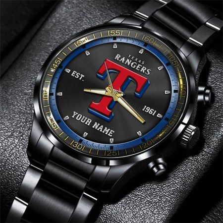 Texas Rangers MLB Personalized Black Style Hand Watch Gifts For Fan